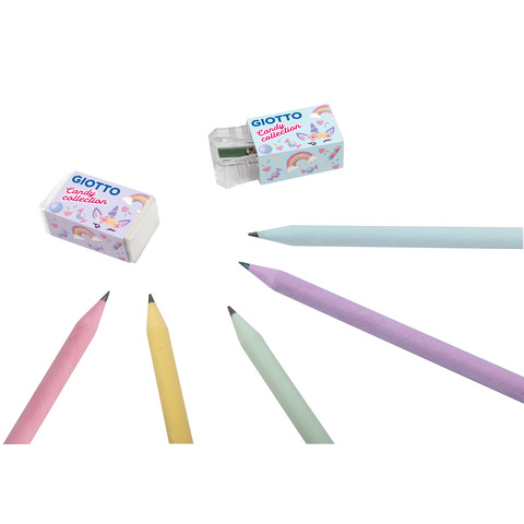 Matite in grafite di carta pressata Giotto Sketching conf. 10 pezzi + 1 temperamatite e 1 gomma Candy Collection